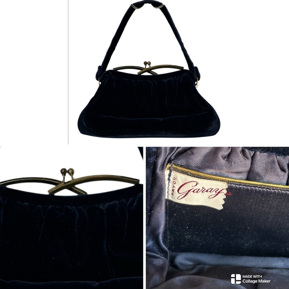 Vintage 1940’s Garay blue velvet mini handbag